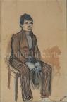 László Mednyánszky  Seated Young Man, c' 1890  43×29cm  watercolor on paper Signed bottom right:  Mednyánszky 