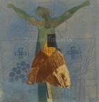 Lajos Vajda  Collage with Crucifix, 1937  31.5×30.5cm Collage, Mixed Technique on Paper   No Sign.   Exhibited, Reproduced