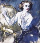 Vaszary János  Fehérblúzos nő fotelban, 1917  52×49.5cm olaj, vászon  Jel. b. f. Vaszary J